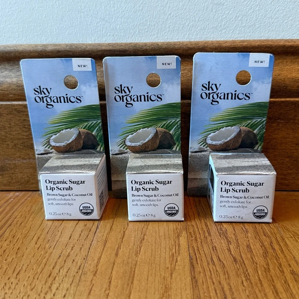 NIB Sky Organics Sugar Lip Scrub brown sugar & coconut oil soft smooth lips (3)